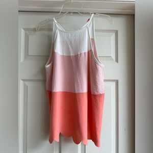 Color Block Sleeveless Top - White, Pink, and Coral